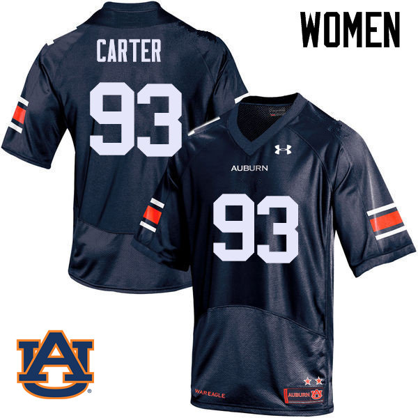 Women Auburn Tigers #93 Tyler Carter College Football Jerseys Sale-Navy